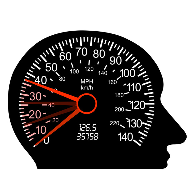 car speedometer in the human brain - Vector, Image