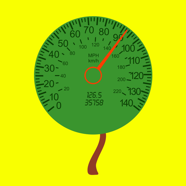 car speedometer as the tree crown - Vector, Image