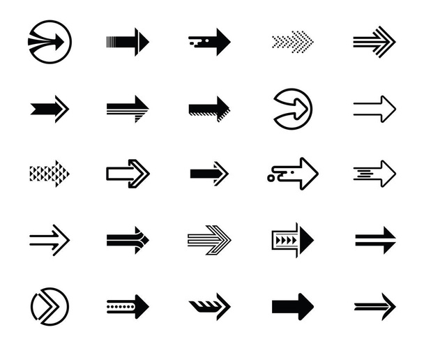 Vector illustration of black arrow icons set - Vektor, obrázek