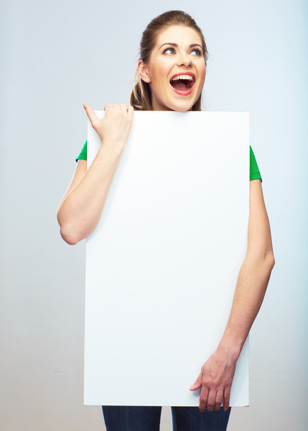 Woman holding blank banner - Photo, Image