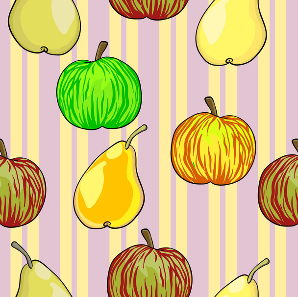 Seamless fruit pattern apples and pears - Vector, Image