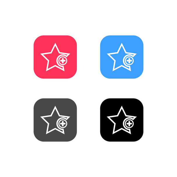 Icona dei preferiti con un simbolo più. Un'icona preferita, Star aggiungere segno più, simbolo segnalibro, pulsante
 - Vettoriali, immagini