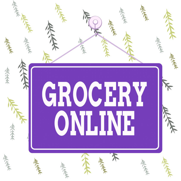 Handwriting text Grocery Online. Concept meaning grocery store that allows online order Standalone ecommerce Colored memo reminder empty board blank space attach background rectangle. - Photo, Image