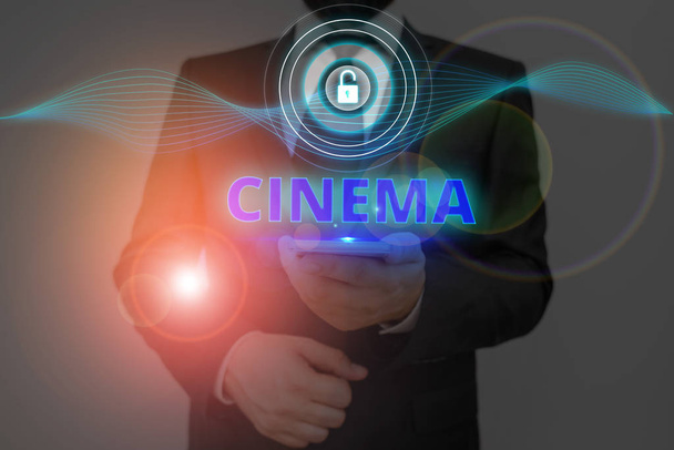 Signo de texto que muestra Cine. Teatro de fotos conceptual donde las películas se muestran para el entretenimiento público Cine
. - Foto, imagen