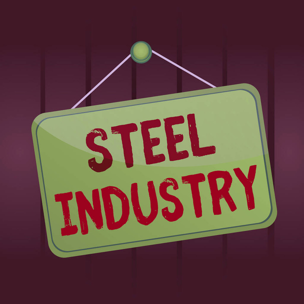 Schrijfbriefje over de staalindustrie. Zakelijke foto showcasing De industriële sector die produceert en handelt in staal Memo herinnering leeg bord bijgevoegde achtergrond rechthoek. - Foto, afbeelding