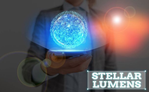 Writing note showing Stellar Lumens. Business photo showcasing cryptocurrency platform that uses on remittance and payments Elements of this image furnished by NASA. - Φωτογραφία, εικόνα