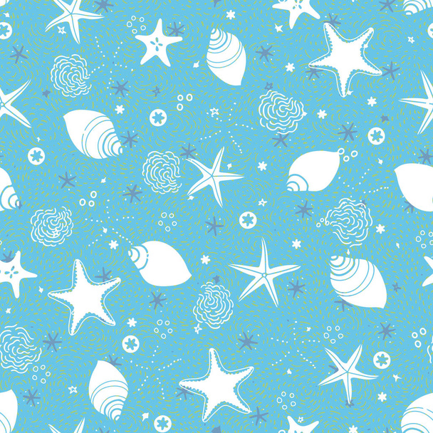 textúra nyár óceán tengeri kagyló minta. - Vektor, kép