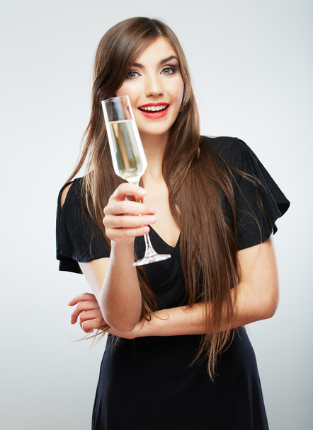 Woman with glass of champagne - Фото, зображення