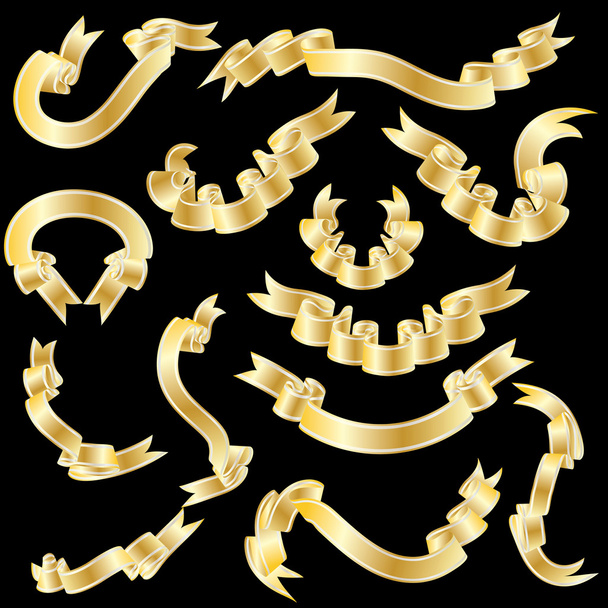 Набор золотых лент
 - Вектор,изображение