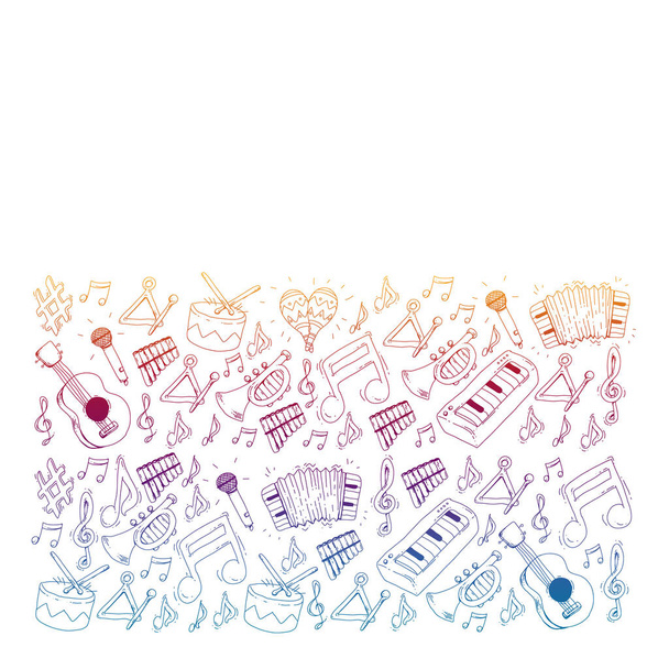 Fondo musical para patrones. Ilustración vectorial con instrumentos musicales
. - Vector, Imagen