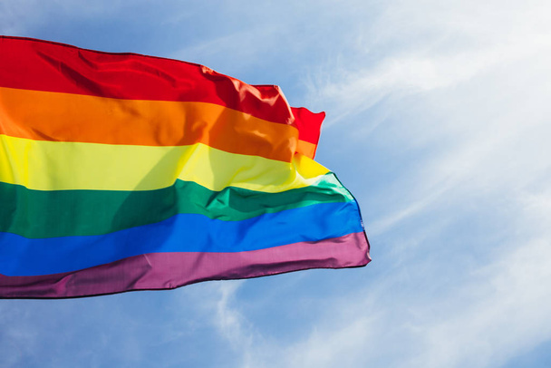 LGBt flag blown in the wind - Zdjęcie, obraz