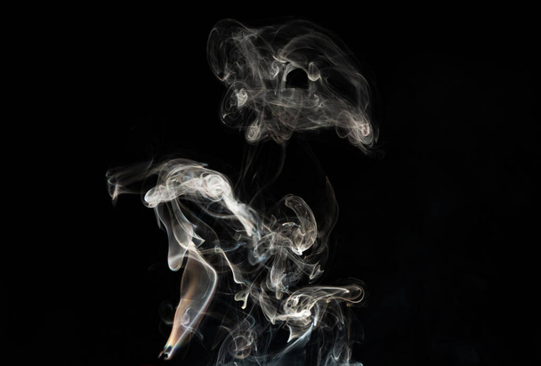 Grey smoke abstract texture, isolated effect with dark background - Foto, Imagem