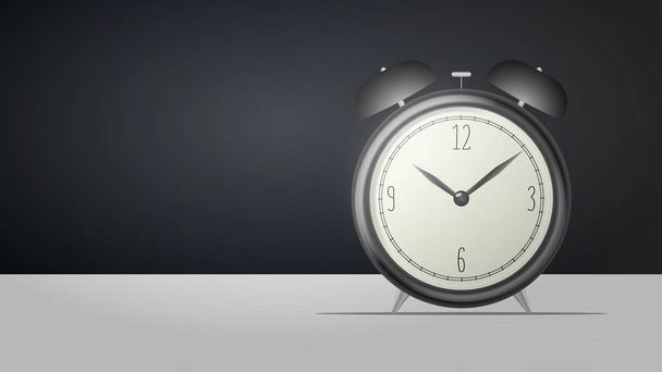 Horloge de bureau réaliste. Rétro réveil noir se tient sur la table. Montre rétro. Illustration vectorielle
 - Vecteur, image