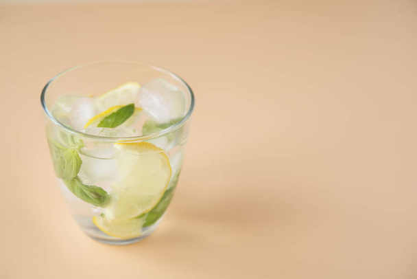 basil lemonade refresh drink for summer - Fotoğraf, Görsel