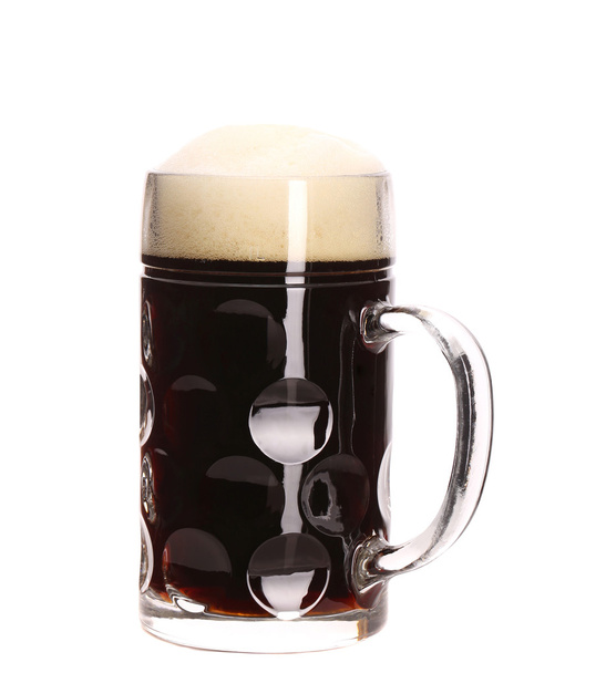 Tall big mug of brown beer with foam. - Fotoğraf, Görsel