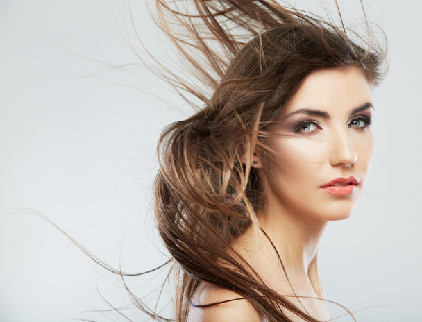 Woman with hair motion - 写真・画像