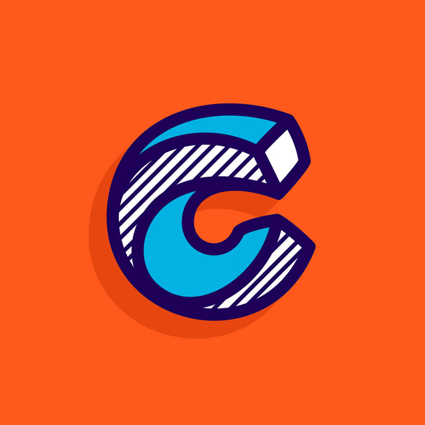 C γράμμα αδύνατο σχήμα επίπεδη λογότυπο. - Διάνυσμα, εικόνα