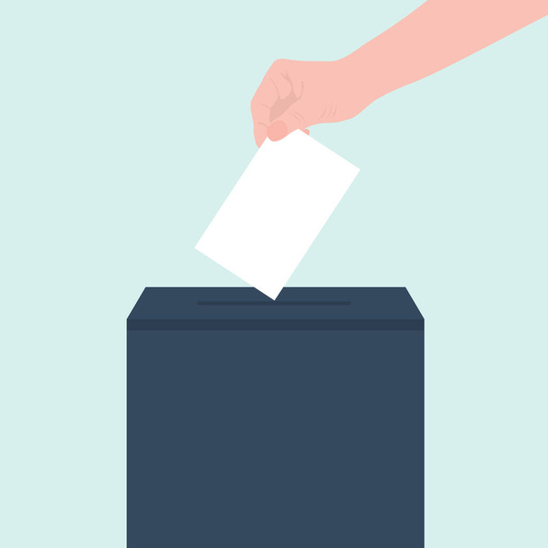 Люди кладут письмо в ящик для голосования или по почте. Плоский дизайн, векторная иллюстрация
 - Вектор,изображение
