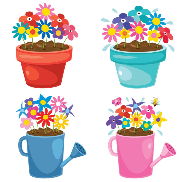 Concept Design With Colorful Flowers - Vector, Image