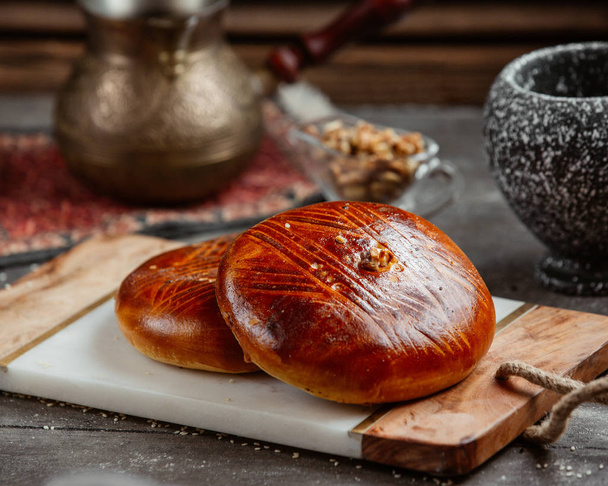 traditional azerbaijani sweet bread garnished with walnut - Fotografie, Obrázek