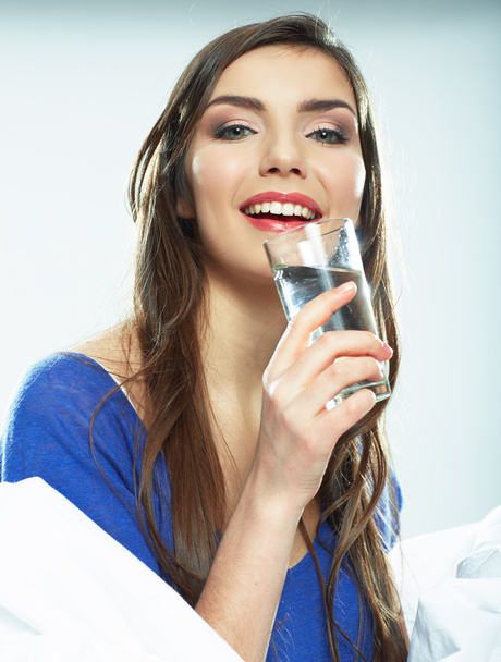 Close up portrait of woman drinking water - Foto, immagini