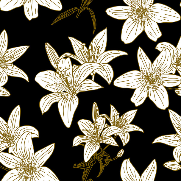 bezešvá tapeta s krásnými květinami - Vektor, obrázek