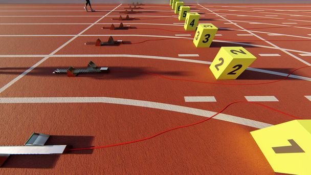 Start line athletic track with start numbers  - Photo, Image