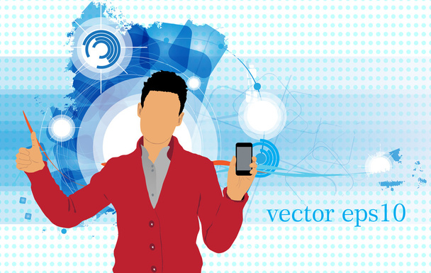 hombre con smartphone - Vector, imagen