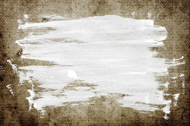 White abstract hand-painted brush stroke daub over vintage grungy stained old paper - Φωτογραφία, εικόνα
