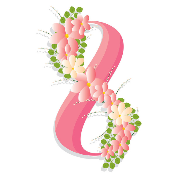 Number eight with flowers - Vector, Image