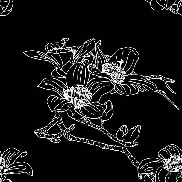 Nahtlose Tapete mit Orchideenblumen - Vektor, Bild