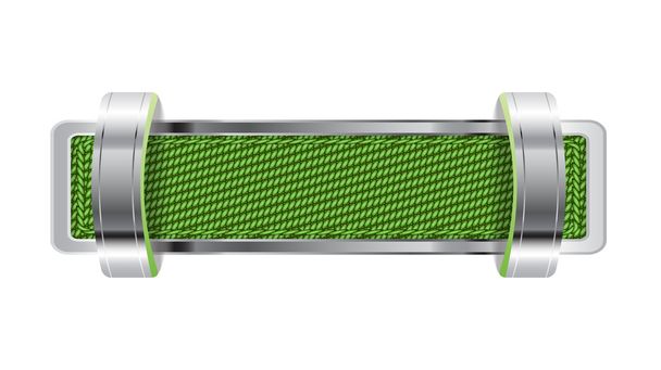 Green shiny metallic chrome badge with fabric and brackets - Foto, Bild