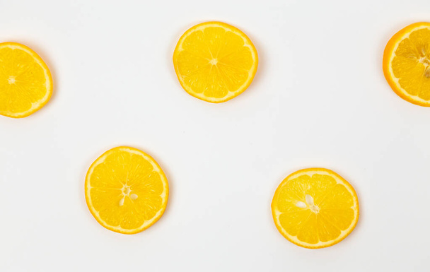 Collection of orange slices. Circle orange fruit slice isolated  - Foto, afbeelding