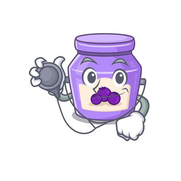 A mascot picture of blueberry jam cartoon as a Doctor with tools - Vektor, Bild