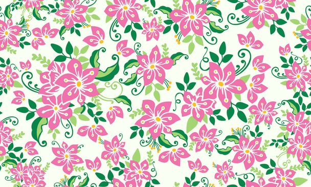 Romantic flower for spring, with modern of leaf and floral pattern decor. - Vector, Image