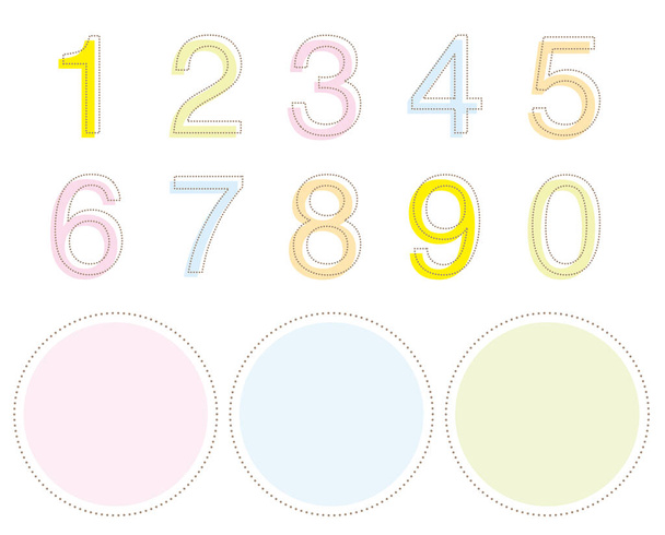 Dotted outline frame and number set - Vector, Image