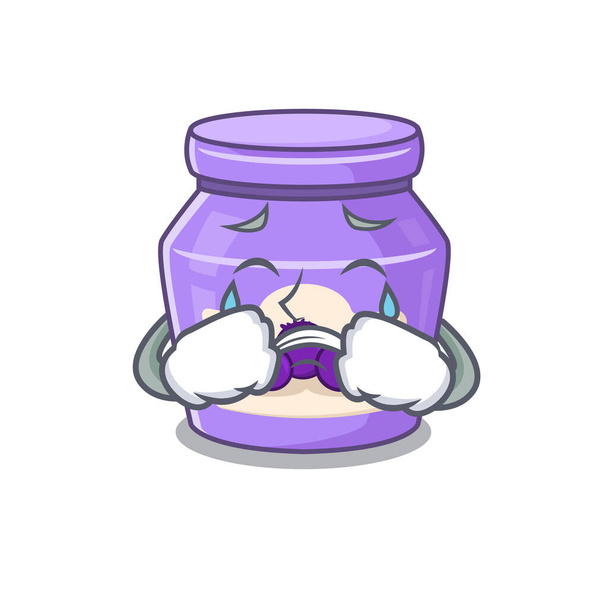 Blueberry jam cartoon character concept with a sad face - Vector, afbeelding