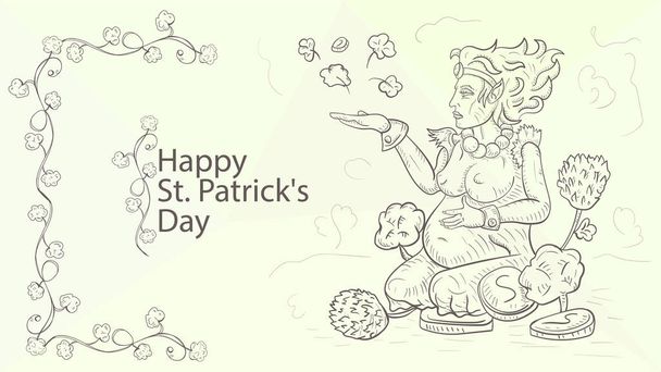 Abbildung St. Patricks Day Banner im Doodle-Stil Umriss f - Vektor, Bild
