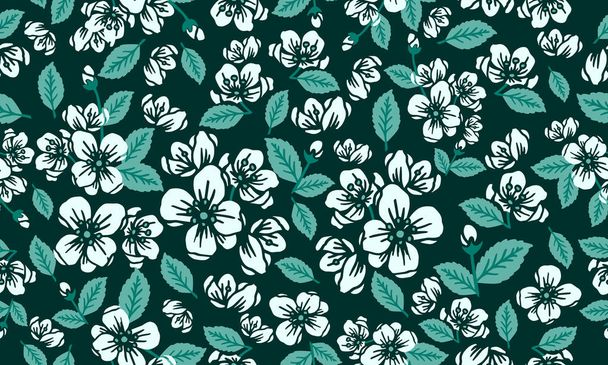 Beautiful of floral spring pattern background, with simple leaf and flower design. - Vektor, obrázek