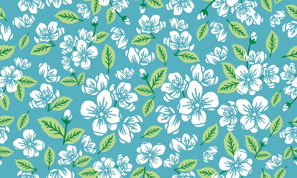 Beautiful of floral spring pattern background, with simple leaf and flower design. - Vettoriali, immagini