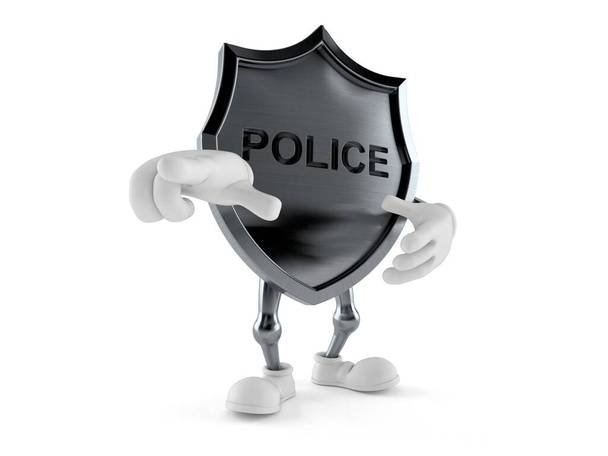 Police badge character pointing finger - Photo, Image