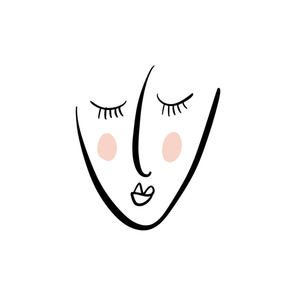Moderne abstrakte Linie Gesicht Porträt, lineare Pinselkunst. Picasso inspirierte Stil. Lineart menschliches Symbol, zeitgenössische Kubismus-Skizze, Tuschmalerei. Modevektorillustration. Abstrakter T-Shirt-Druck, Post - Vektor, Bild