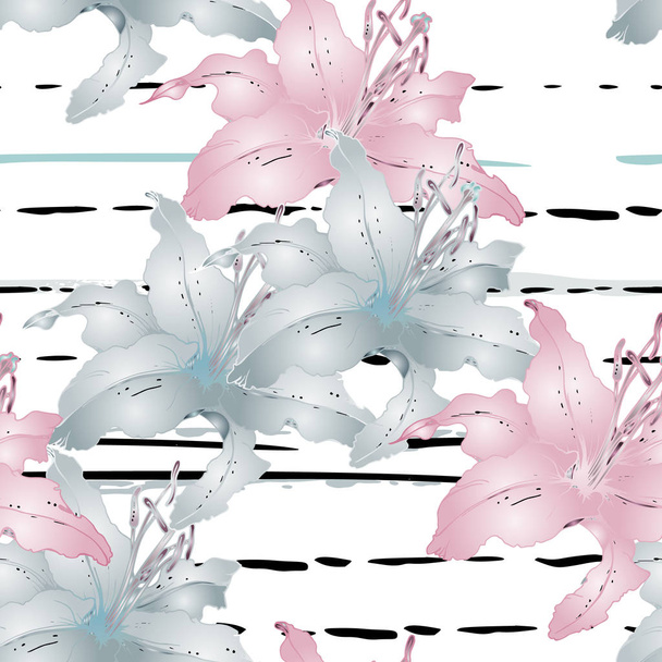 Artistic Floral Seamless Pattern.Stripe - Vetor, Imagem