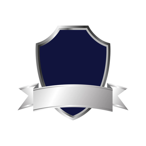 logotipo escudo 3D emblema em branco Símbolo abstrato de seguro e protec
 - Vetor, Imagem