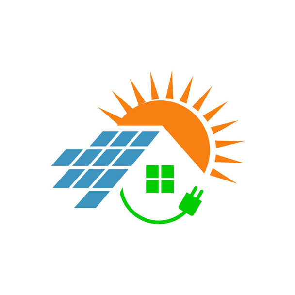 ήλιος και το πρότυπο σχεδιασμού οροφής ηλιακή ενέργεια λογότυπο διάνυσμα εικονίδιο δυσπιστία - Διάνυσμα, εικόνα