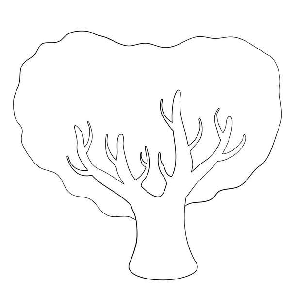 Vektorsilhouette eines Laubbaumes. Stilisierte Kontur für Logo-Design, Bekleidungsdekoration, Tätowierung oder Grußkarte - Vektor, Bild