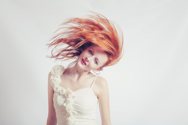 Red haired expressive emotional female - Zdjęcie, obraz