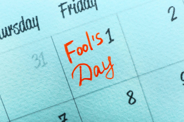 Calendar with date of April Fool's Day, closeup - 写真・画像