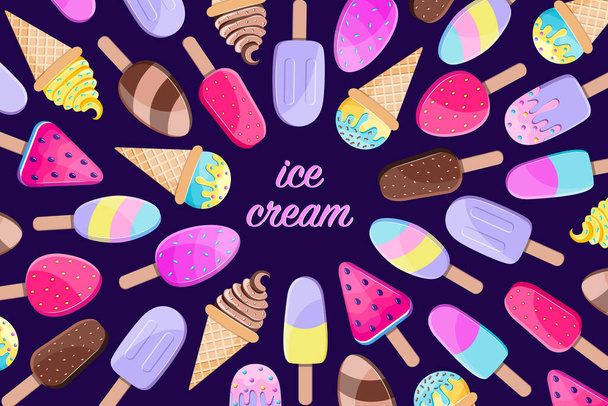 Card with ice cream - Vektor, Bild