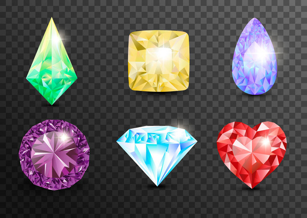 Precious stones and gems, jewelry.  - Vector, Image